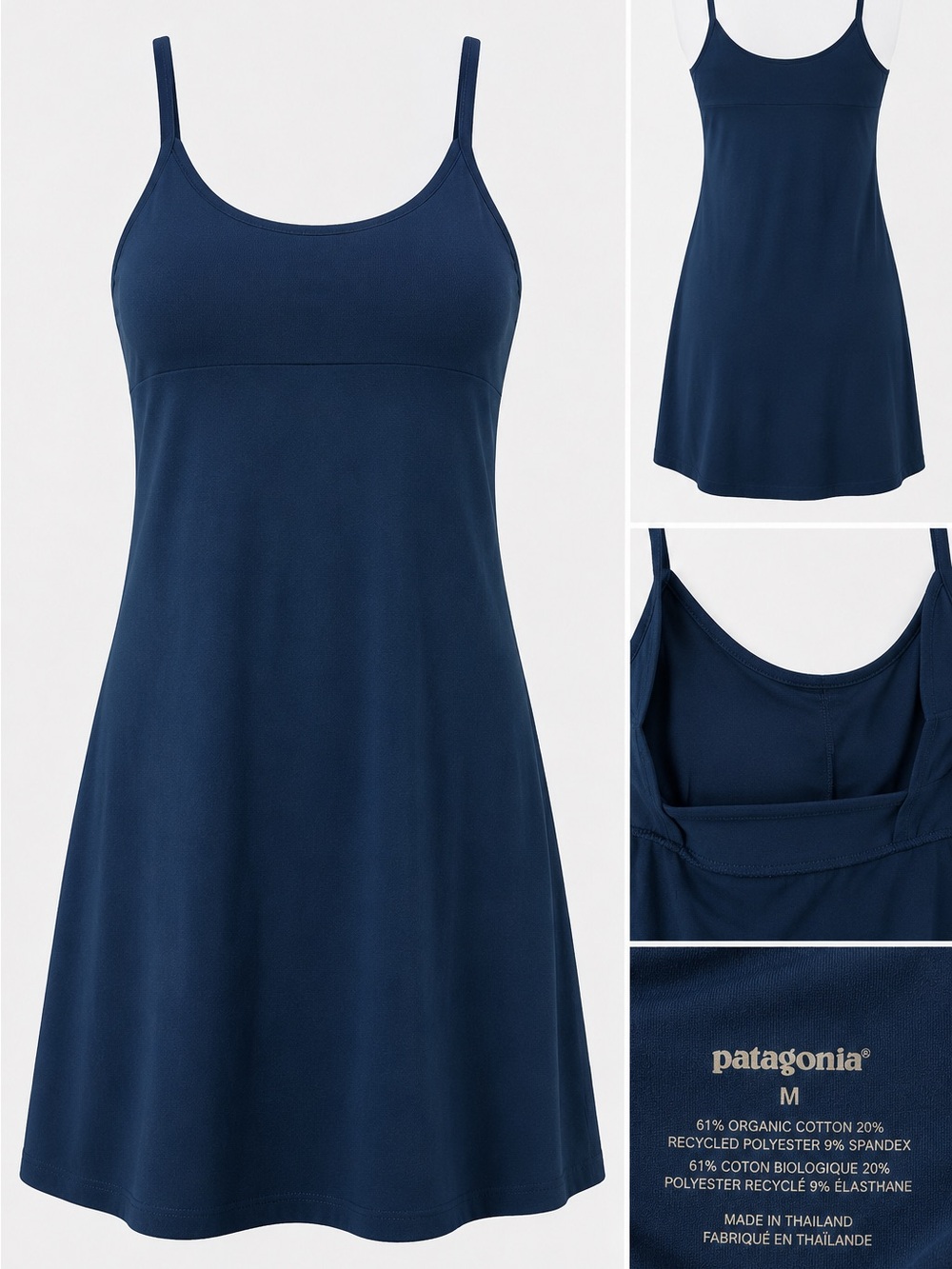 Patagonia Organic Cotton Blend Shelf Bra Dress Medium Blue Casual Sundress - Picture 1 of 6